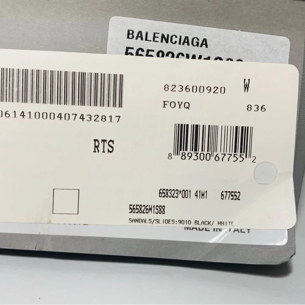 Balenciaga Men's Logo Mismatched Slide Sandal Size 8